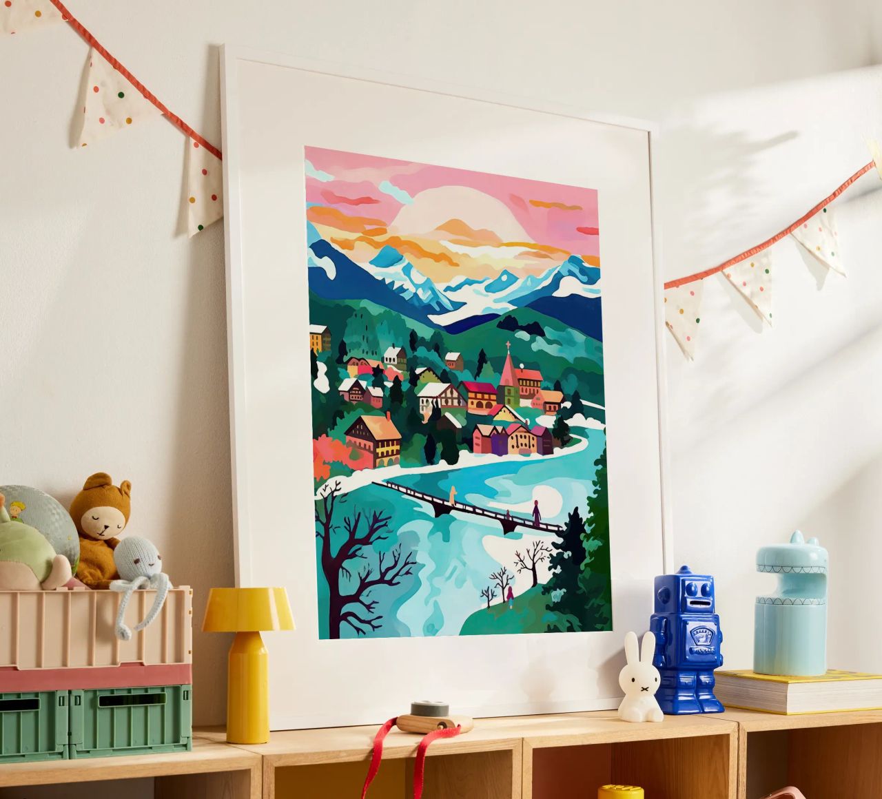 Interlaken, Schweiz, Bergsee, Reisekunst Poster von Peaches Art Prints