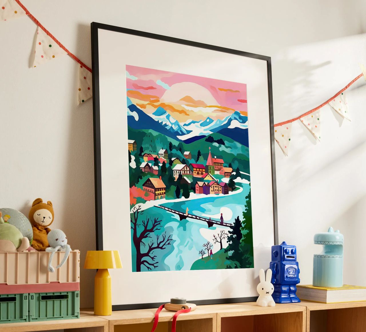 Interlaken, Schweiz, Bergsee, Reisekunst Poster von Peaches Art Prints