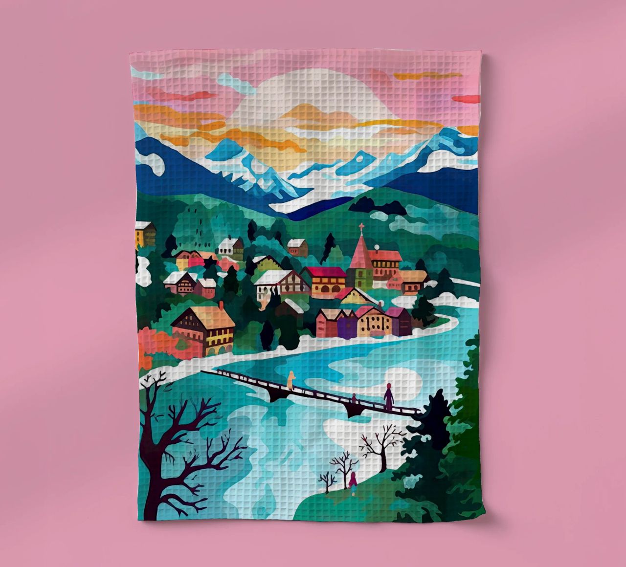 Interlaken, Schweiz, Bergsee, Reisekunst Geschirrtuch von Peaches Art Prints
