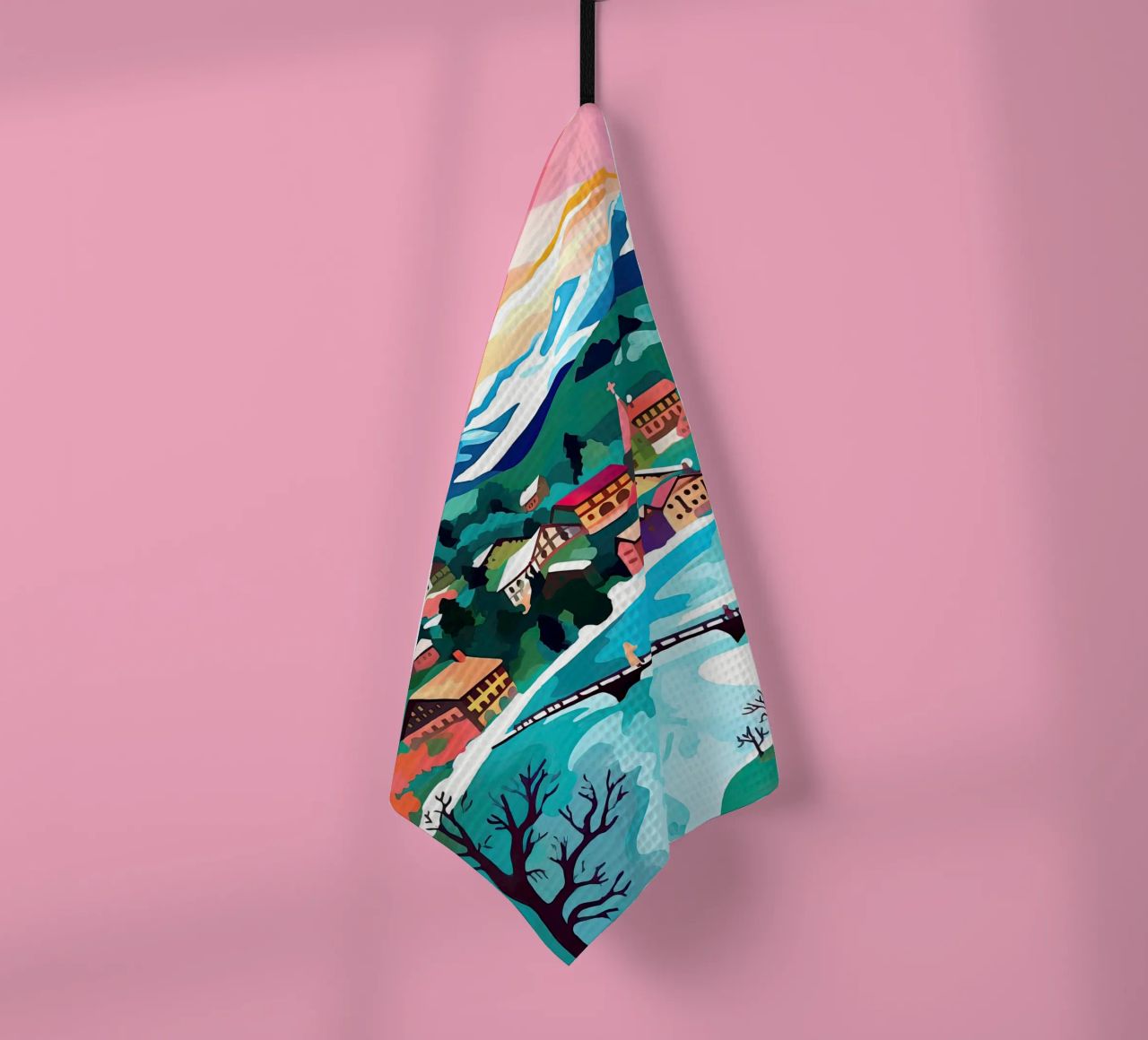 Interlaken, Schweiz, Bergsee, Reisekunst Geschirrtuch von Peaches Art Prints