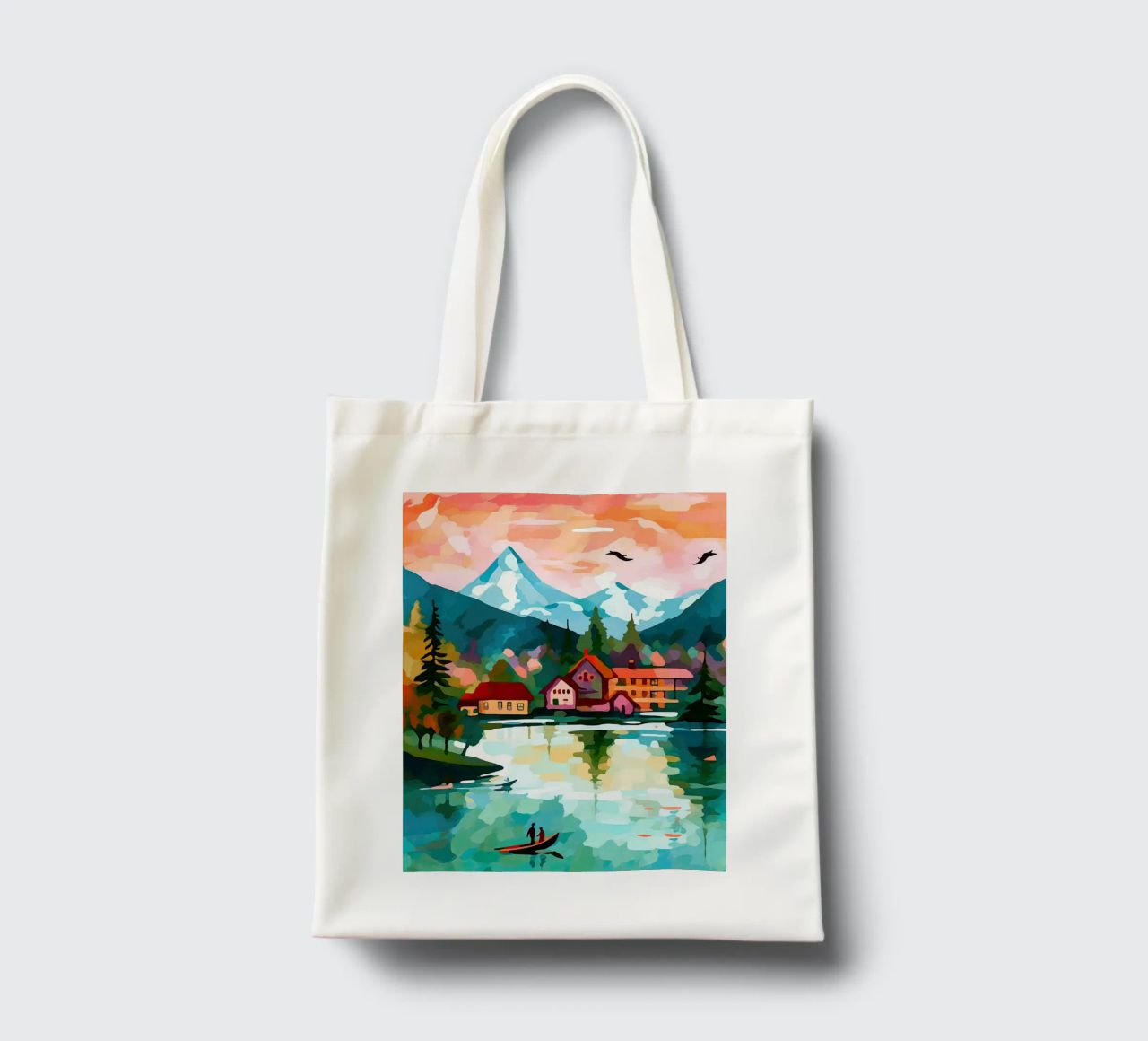 Schweiz, Interlaken, Seekabine Reisekunst Jutebeutel von Peaches Art Prints