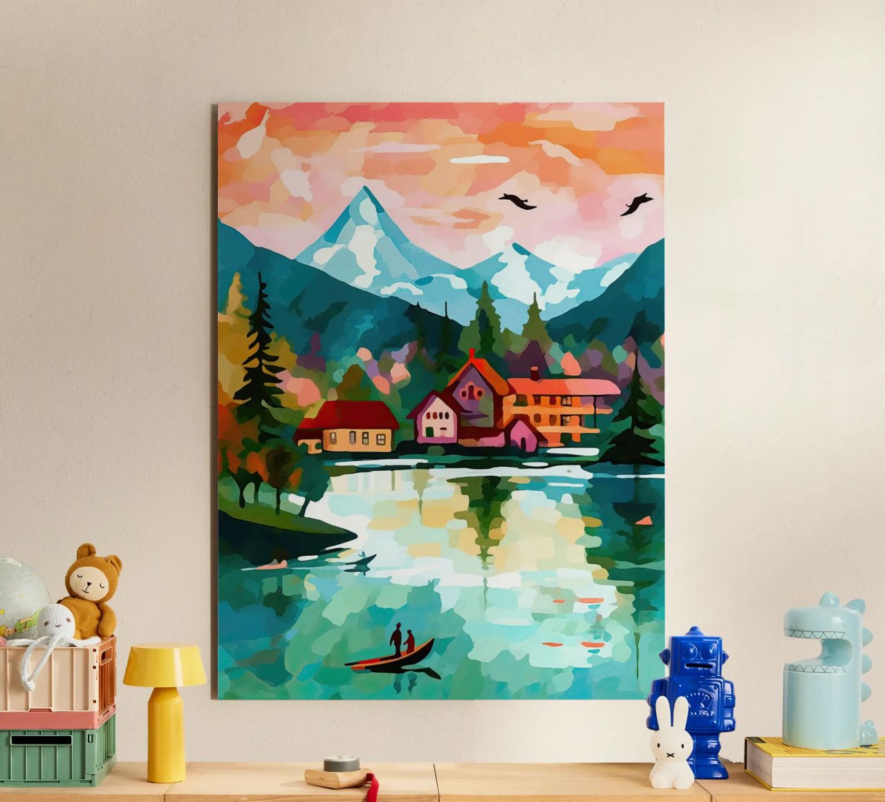 Schweiz, Interlaken, Seekabine Reisekunst Alu-Dibond von Peaches Art Prints