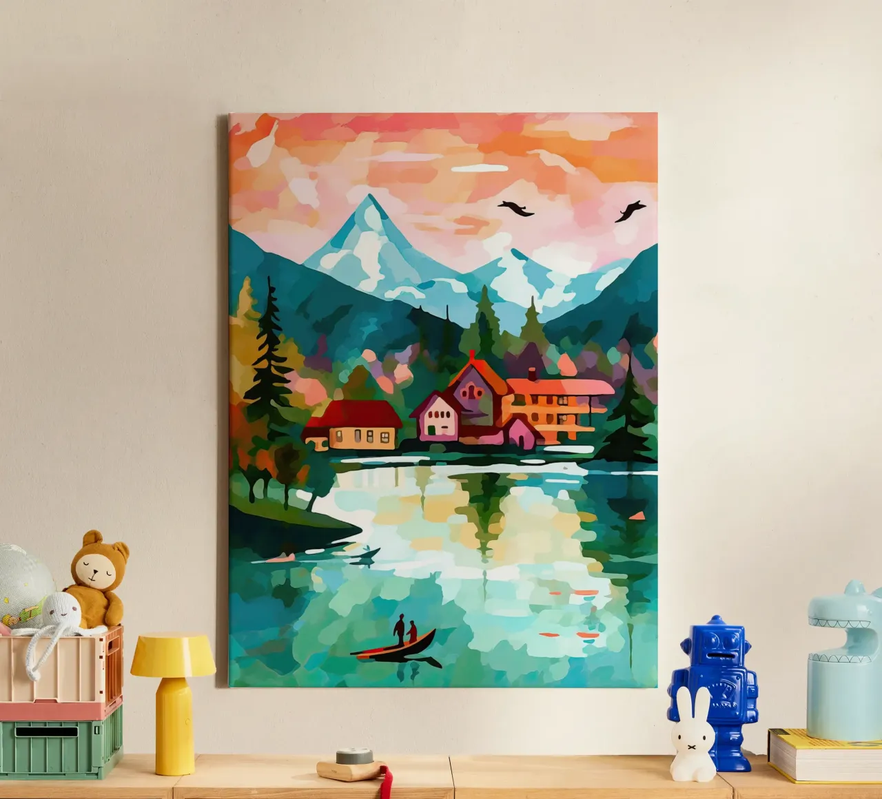 Zwitserland, Interlaken, Meerhut Reiskunst canvas met Baklijst van Peaches Art Prints