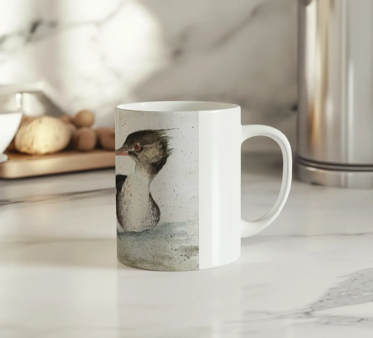 Maschio di Merganser "Mergus serrator tazza in ceramica da Barbara Buderath Illustrationen