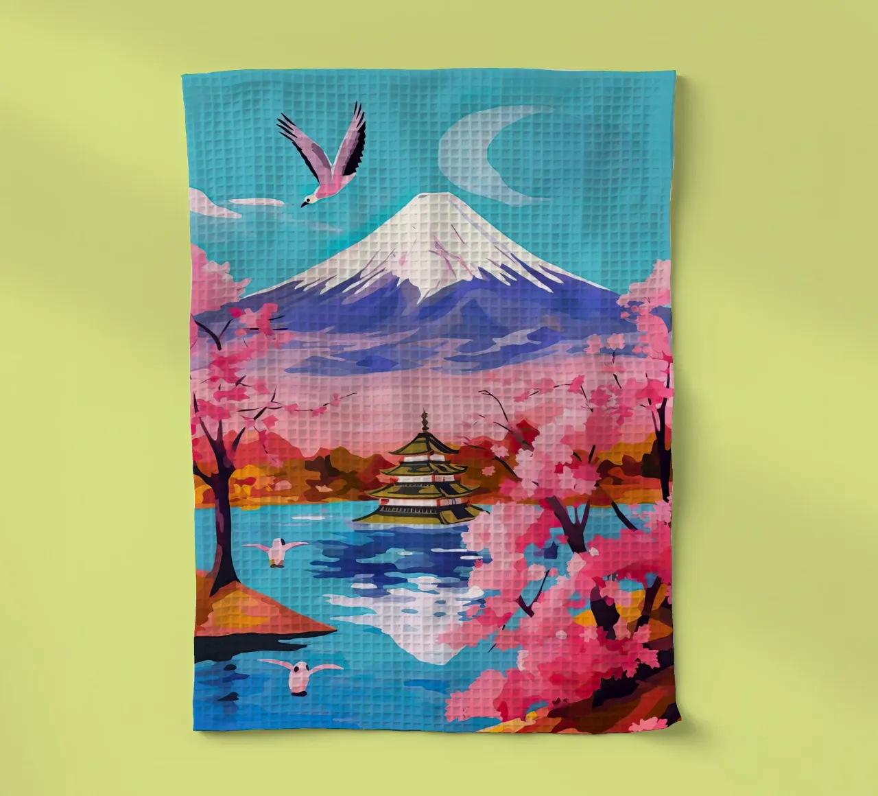 Giappone, Monte Fuji, Ciliegio in fiore, Arte di viaggio canovaccio da cucina da Peaches Art Prints