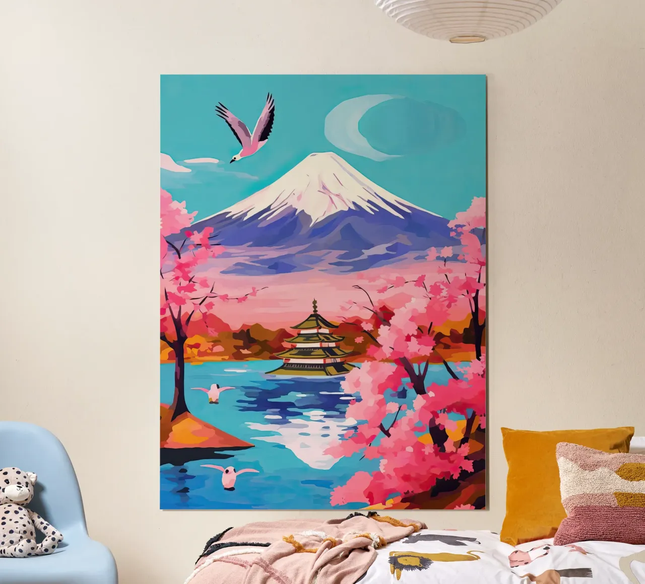 Giappone, Monte Fuji, Ciliegio in fiore, Arte di viaggio carta hahnemühle da Peaches Art Prints