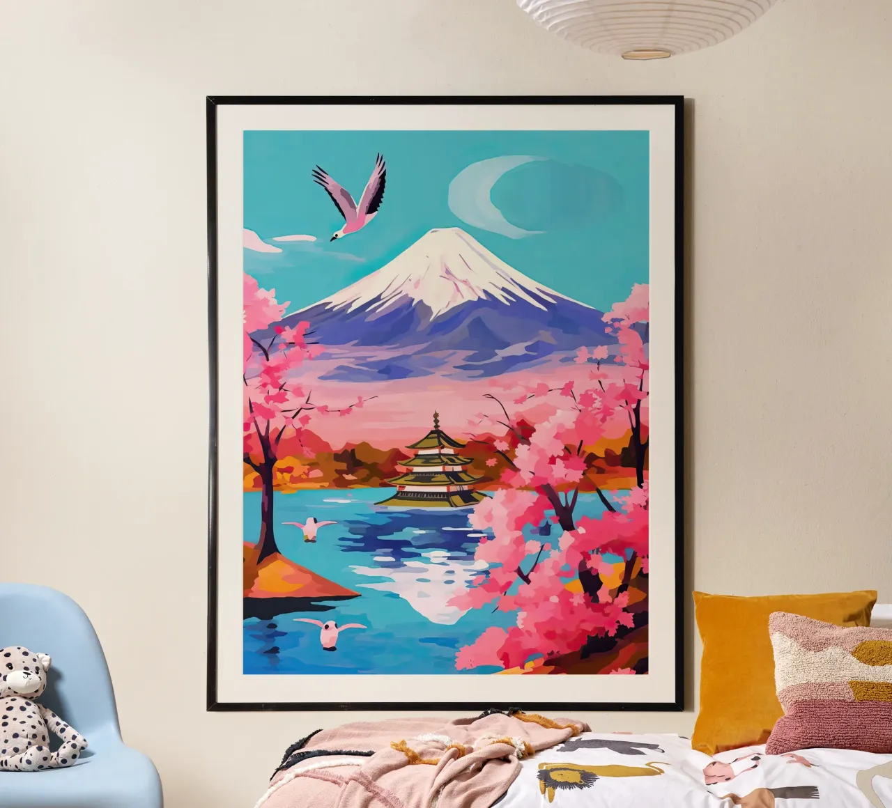 Giappone, Monte Fuji, Ciliegio in fiore, Arte di viaggio carta hahnemühle da Peaches Art Prints