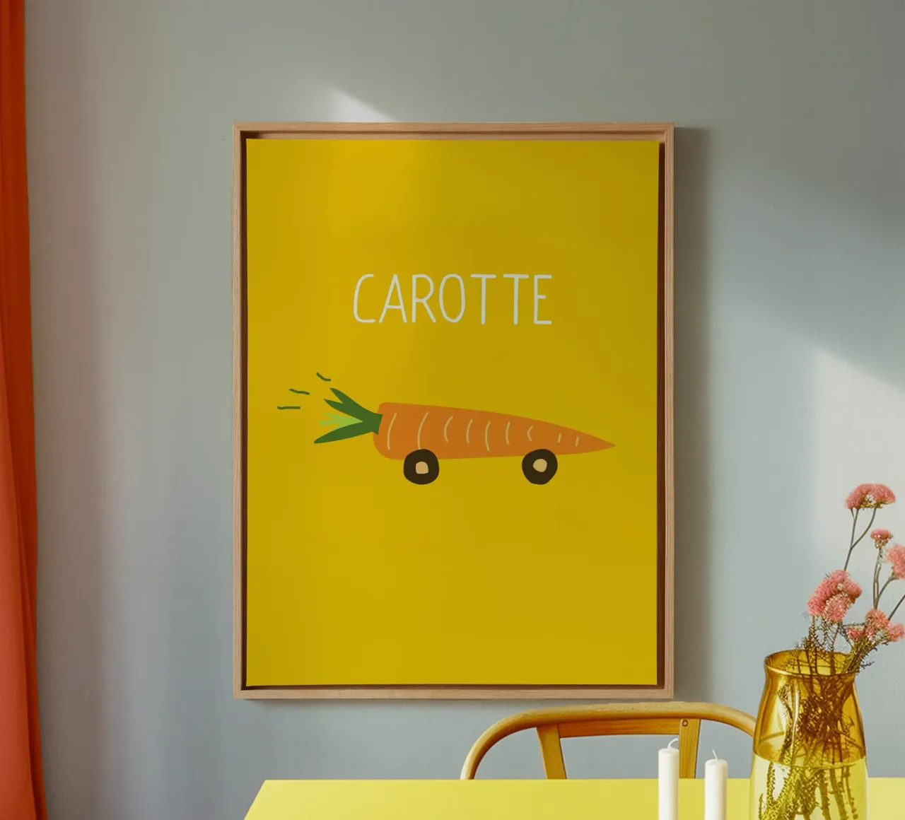 Carotte – die schnellste unter den Möhrchen canvas with Floater frame by Constanze Art Direction