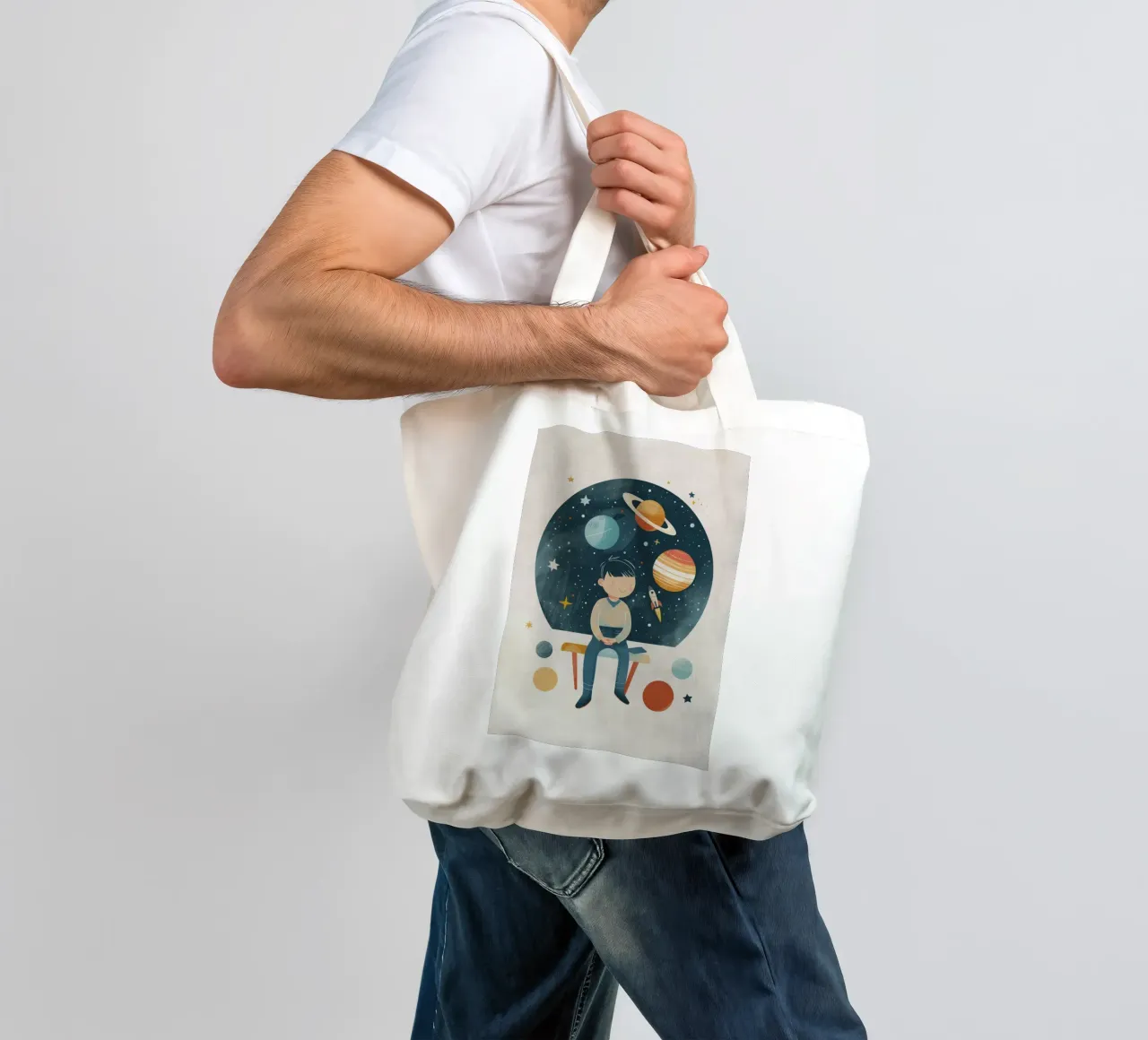Boho Nursery 13 Astronomer borsa in juta da Boho Print Collection