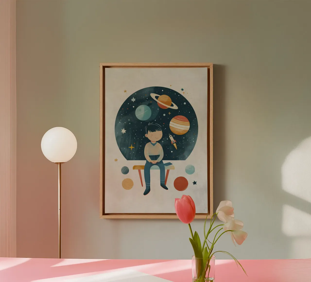 Boho Nursery 13 Astronomer tela con Cornice a cassetta da Boho Print Collection