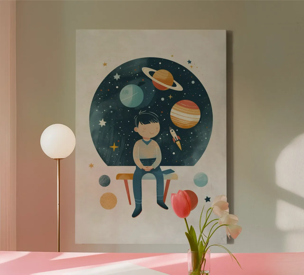 Boho Nursery 13 Astronomer tela con Cornice a cassetta da Boho Print Collection