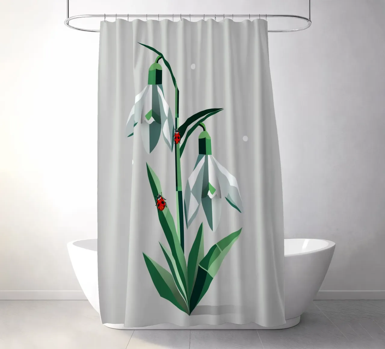 Perce-neige avec coccinelles - Art printanier rideau de douche de namosh