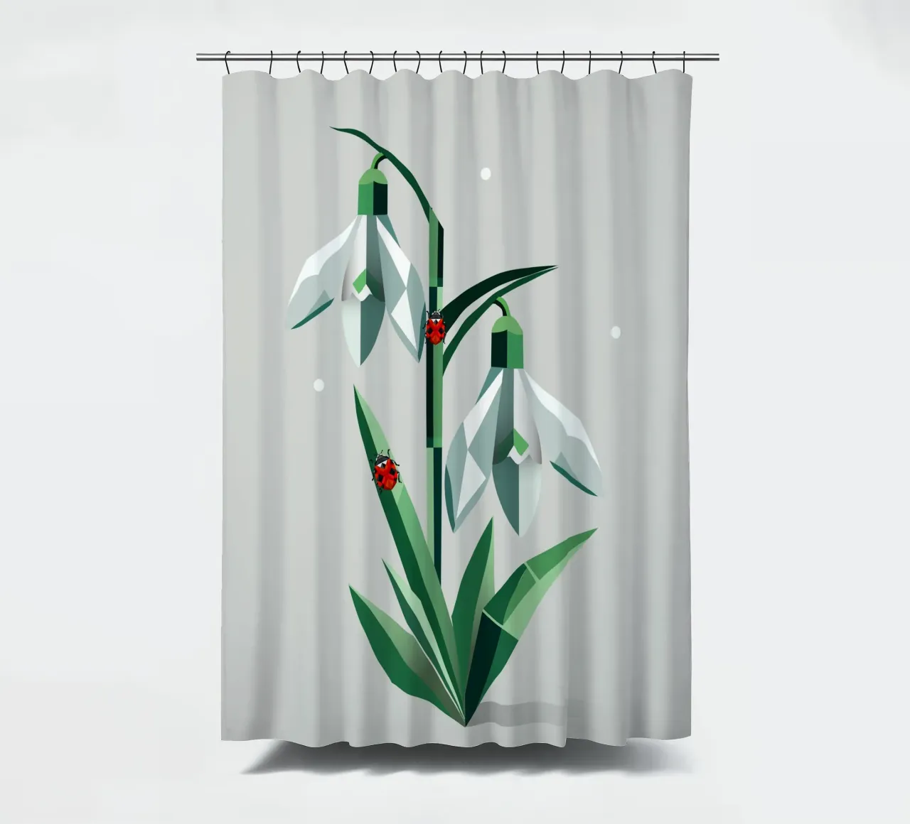 Perce-neige avec coccinelles - Art printanier rideau de douche de namosh