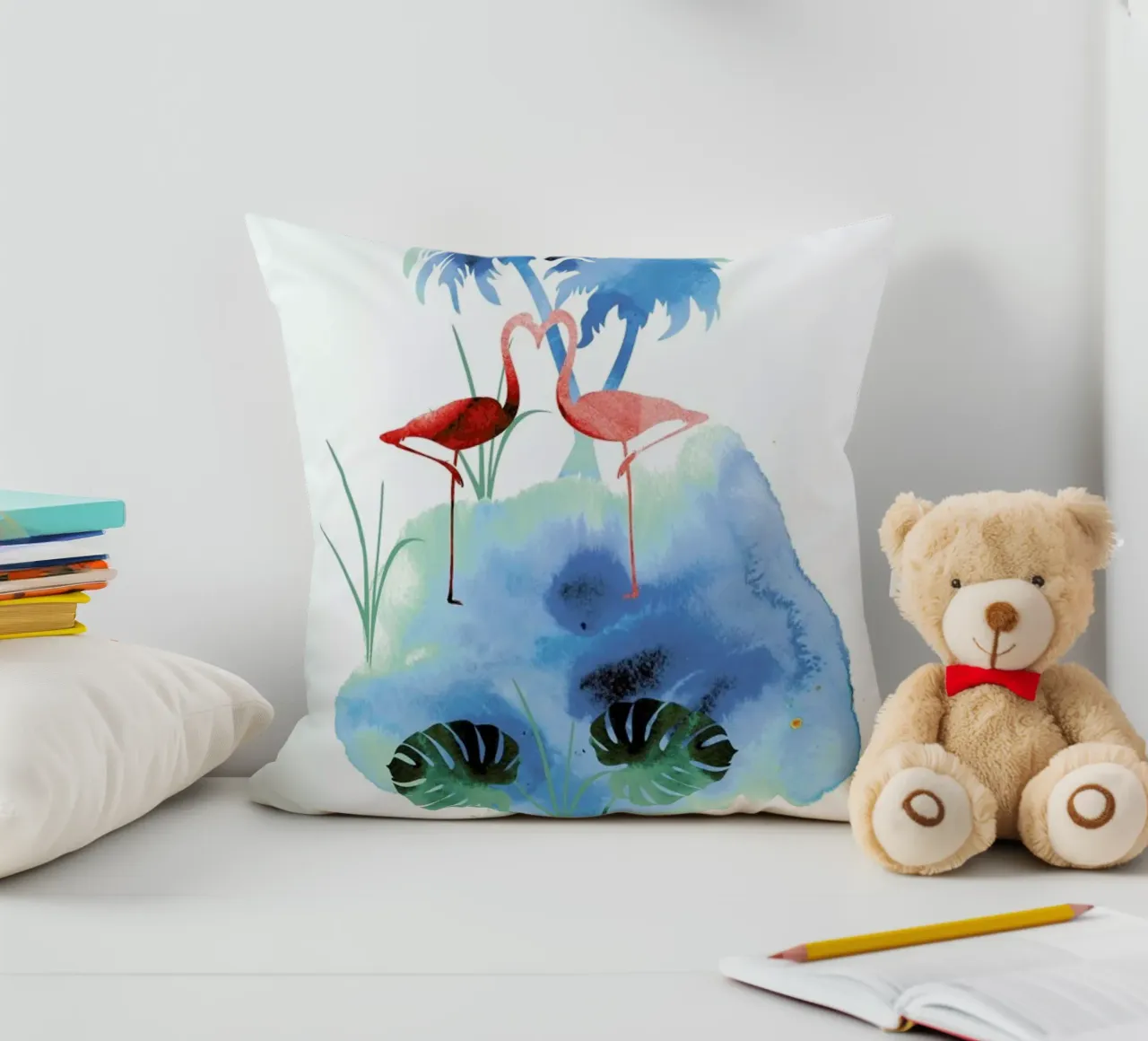 Flamingo Blues cuscino da XOXO Arte
