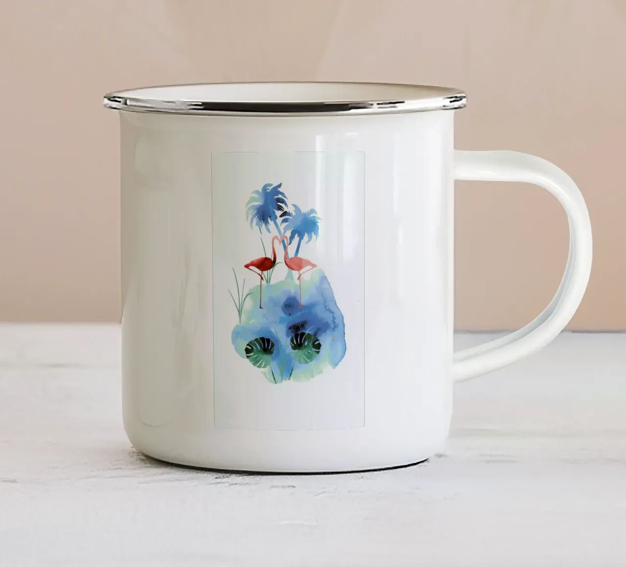 Flamingo Blues tazza in smalto da XOXO Arte
