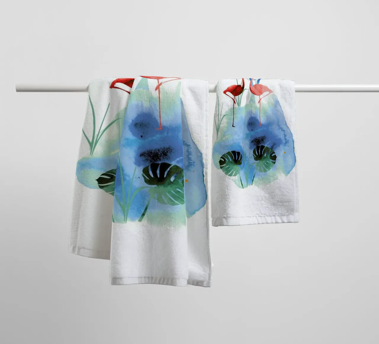 Flamingo Blues asciugamano da bagno da XOXO Arte