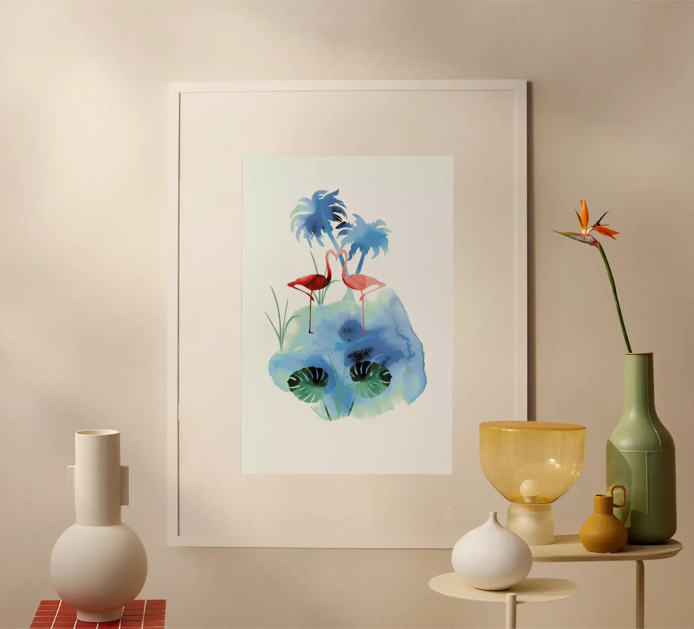Flamingo Blues poster da XOXO Arte