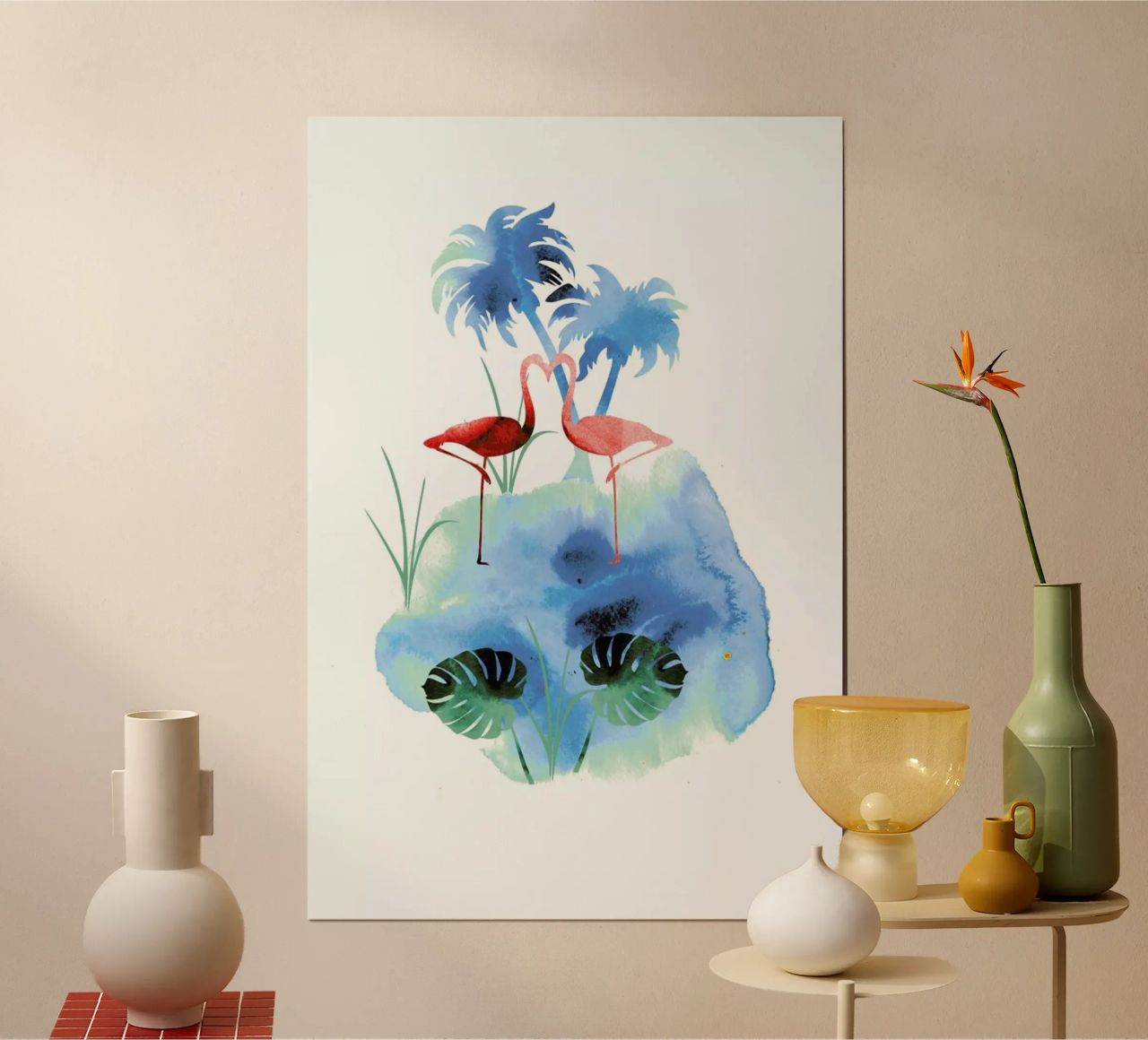 Flamingo Blues poster de XOXO Arte