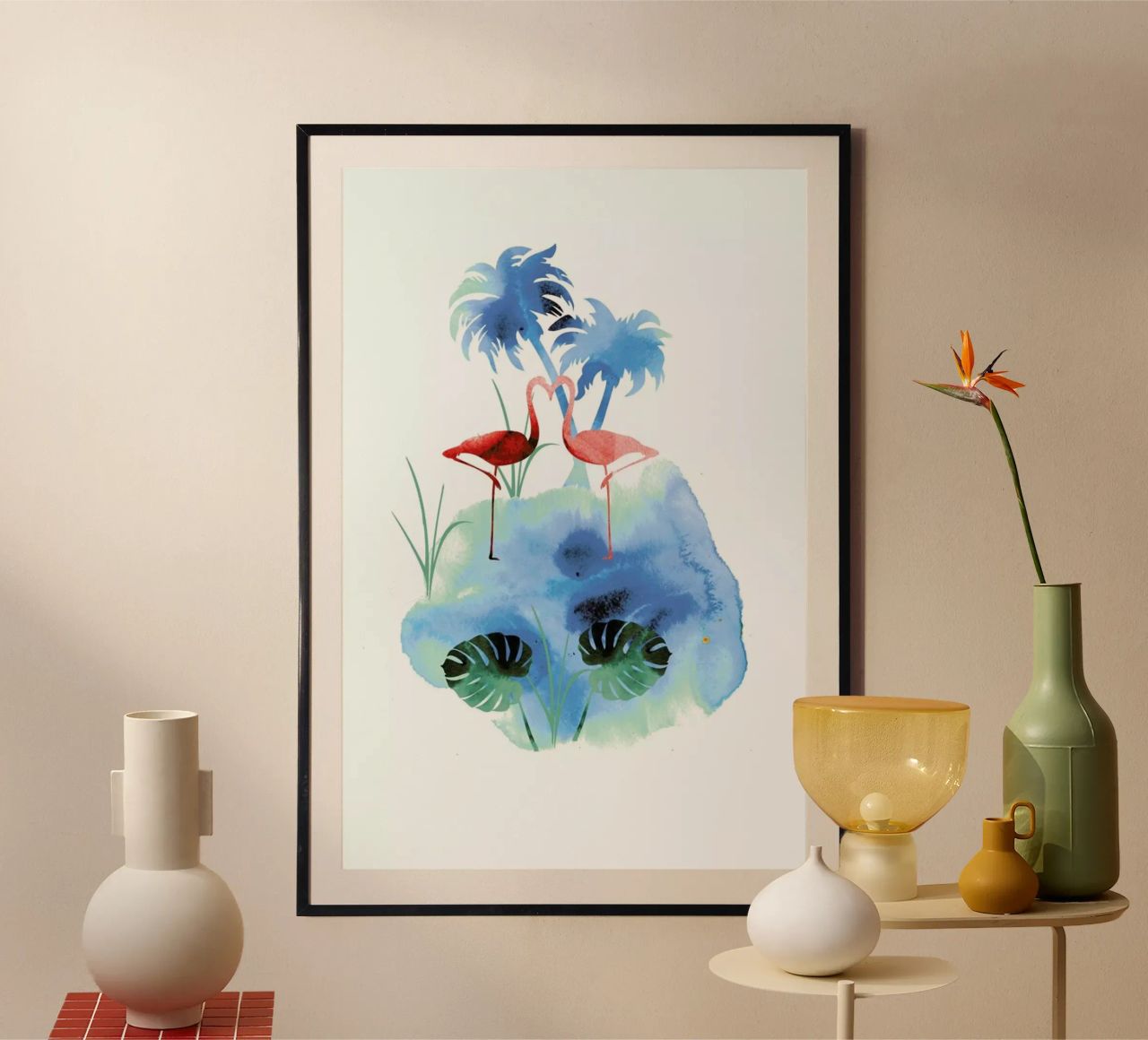 Flamingo Blues poster de XOXO Arte