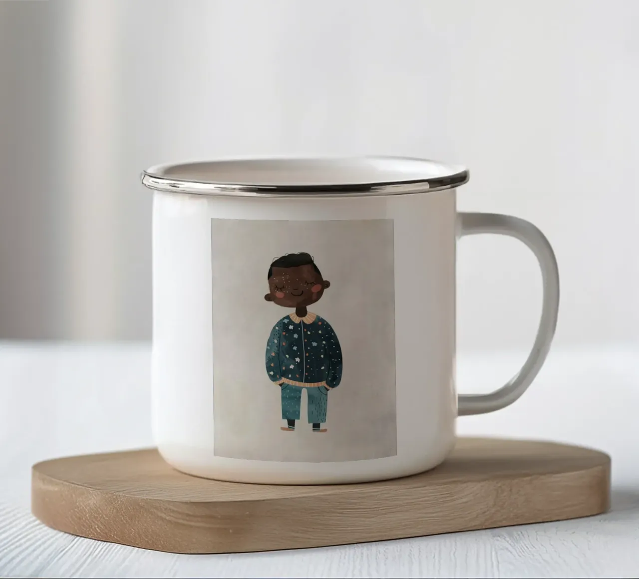 Boho Nursery 13 Dreamer Emaille Tasse von Boho Print Collection