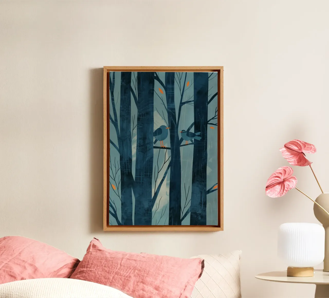 Boho Nursery 14 Birds tela con Cornice a cassetta da Boho Print Collection