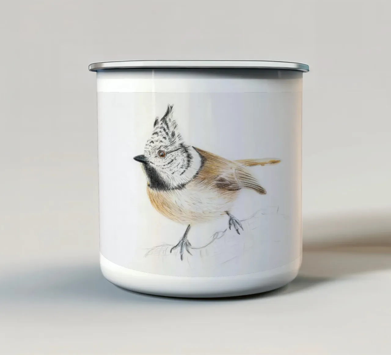 Haubenmeise " Lophophanes cristatus" Emaille Tasse von Barbara Buderath Illustrationen