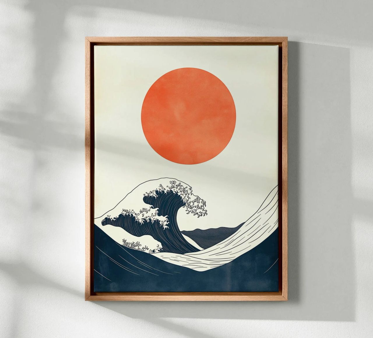 Vague japonaise et soleil rouge toile de DWA