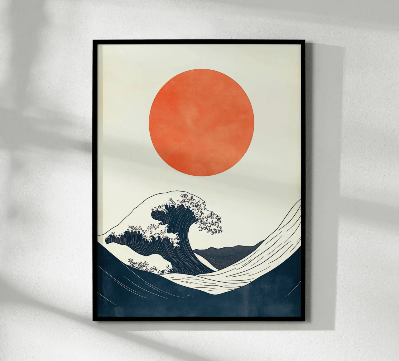 Ola japonesa y sol rojo poster de DWA
