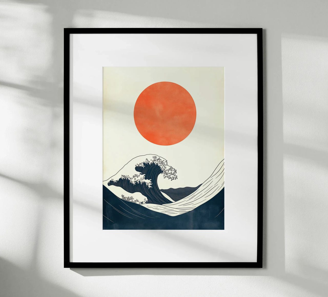 Ola japonesa y sol rojo poster de DWA