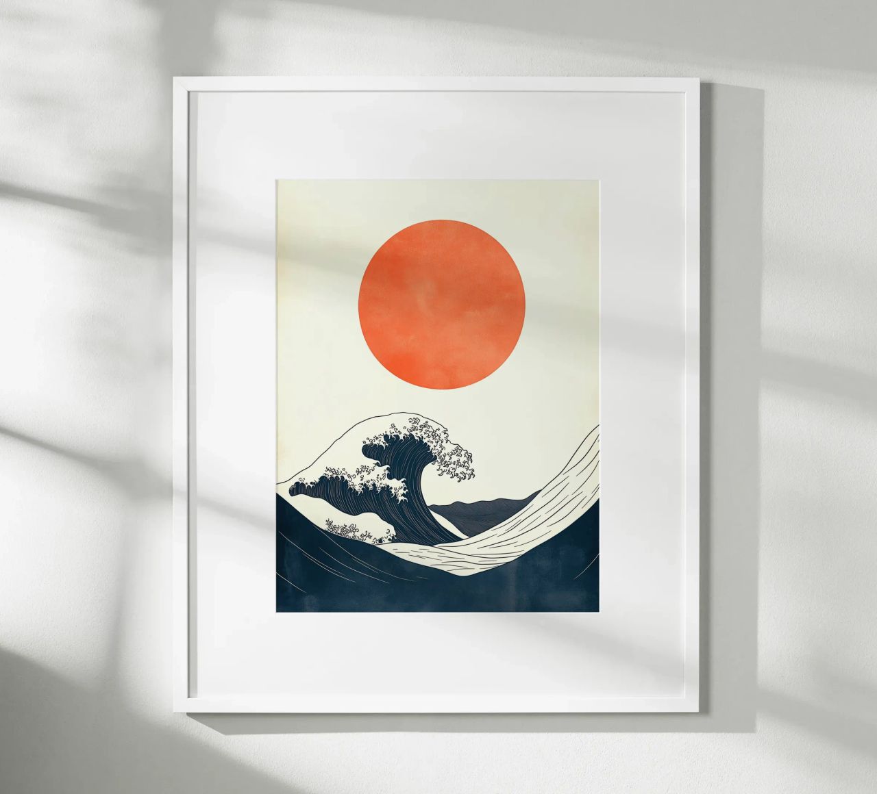 Ola japonesa y sol rojo poster de DWA