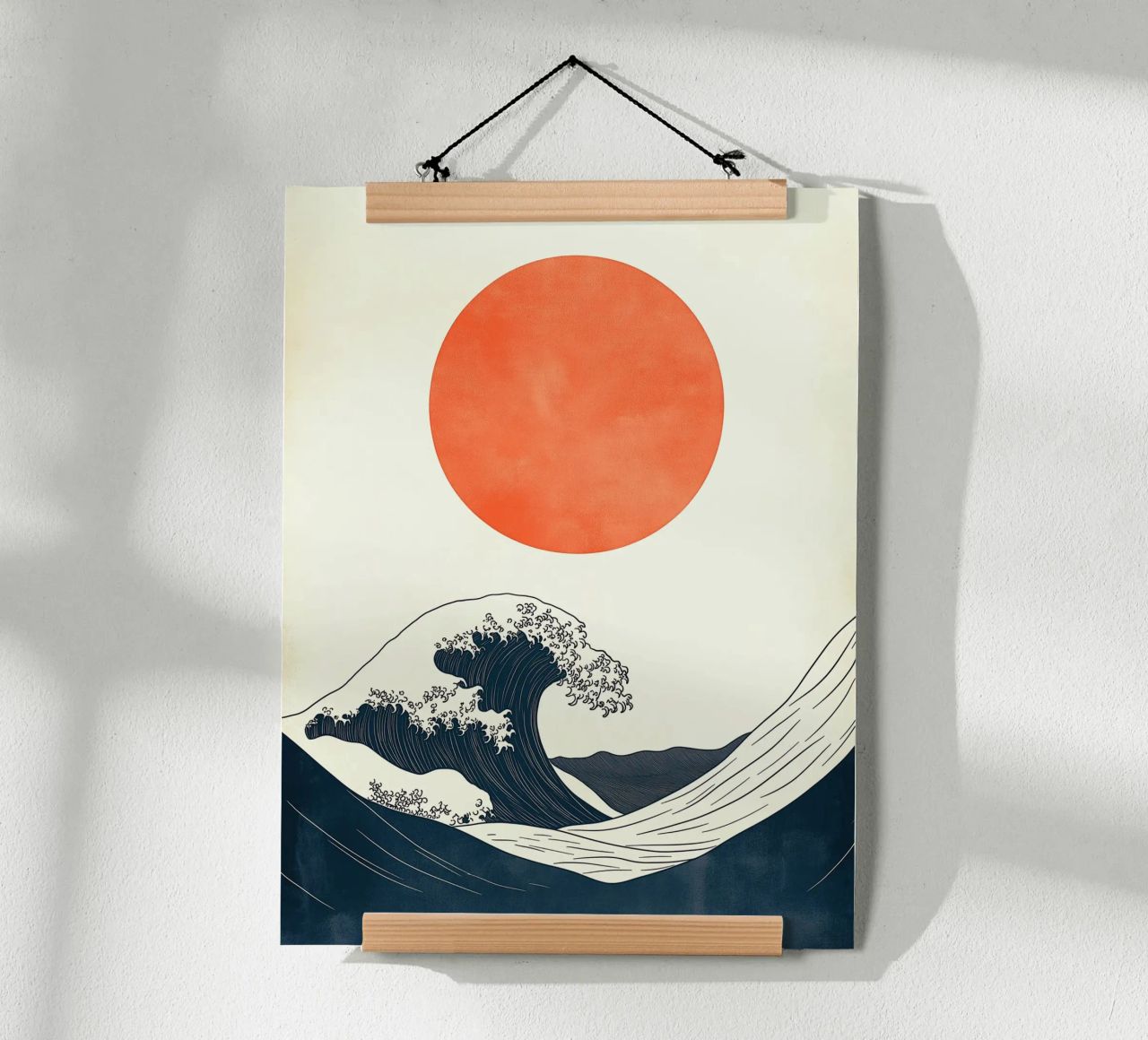 Ola japonesa y sol rojo poster de DWA