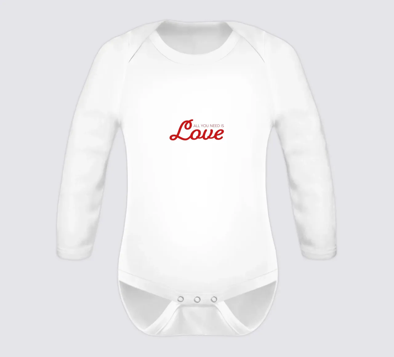 All you need is love long-sleeve baby romper by Constanze Art Direction