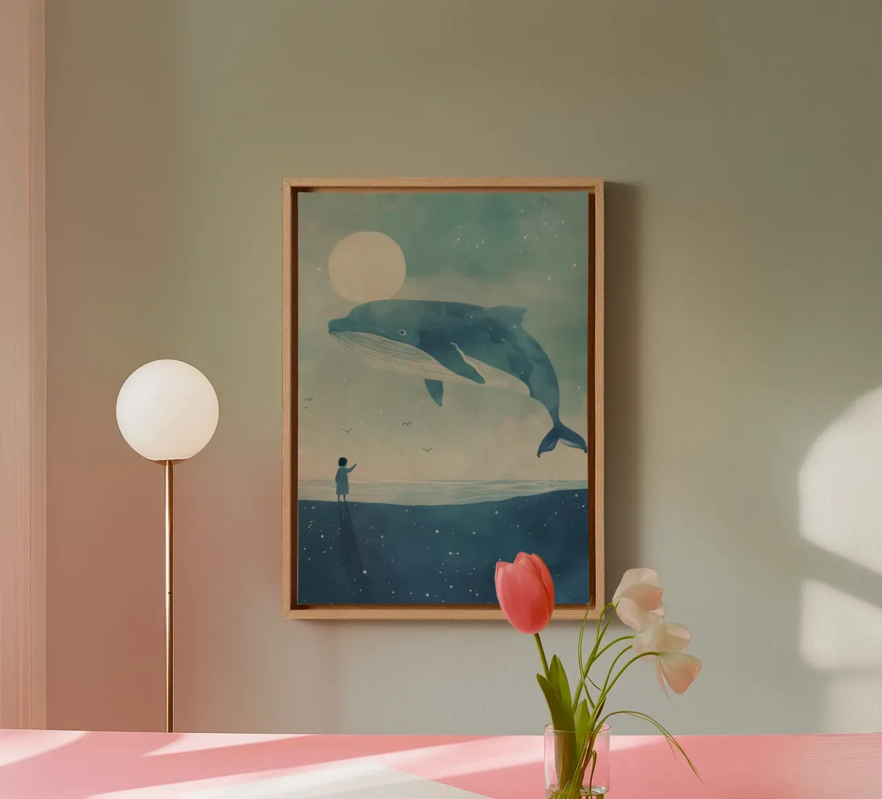 Boho Nursery 14 Whale tela con Cornice a cassetta da Boho Print Collection