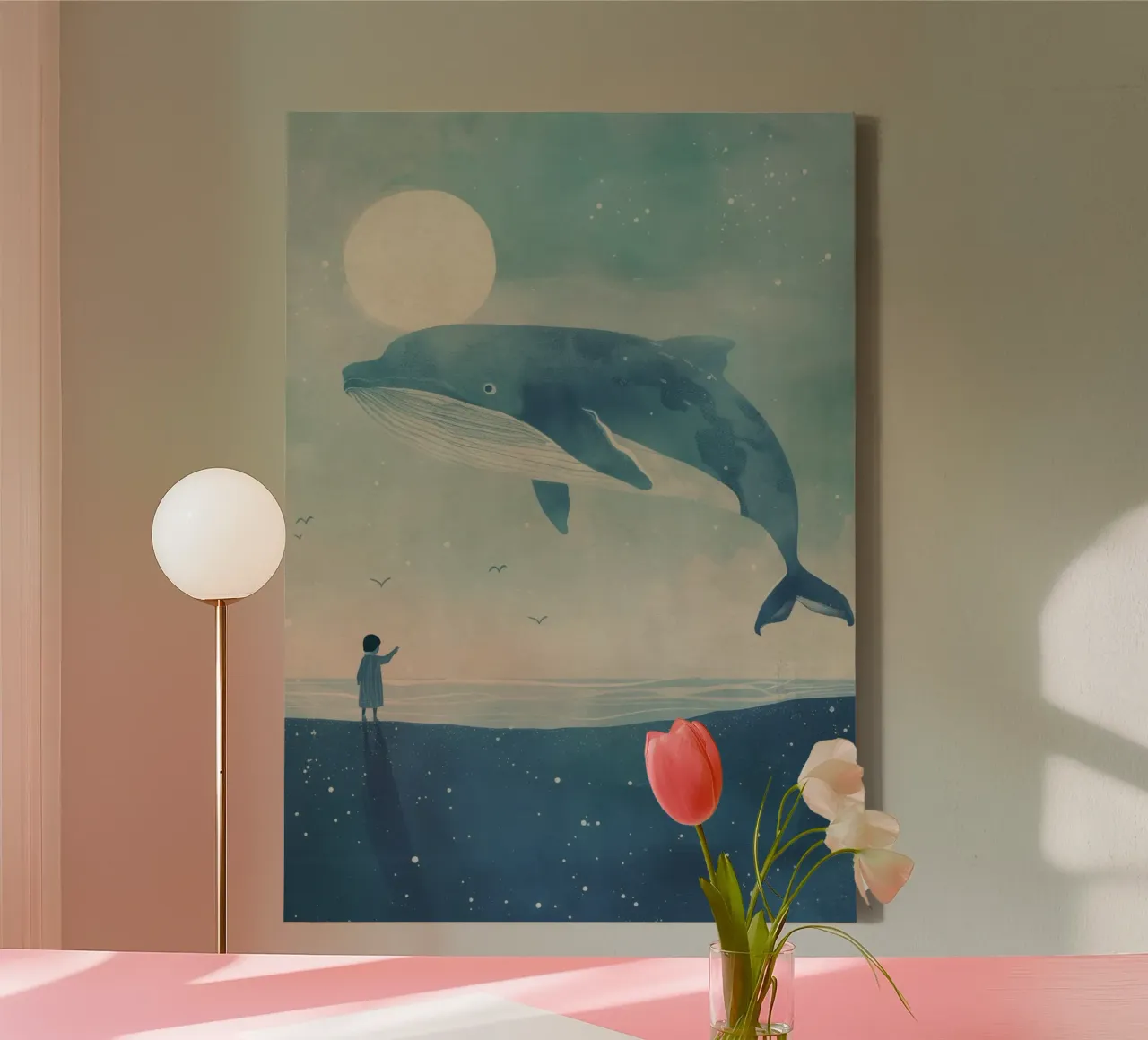 Boho Nursery 14 Whale tela con Cornice a cassetta da Boho Print Collection