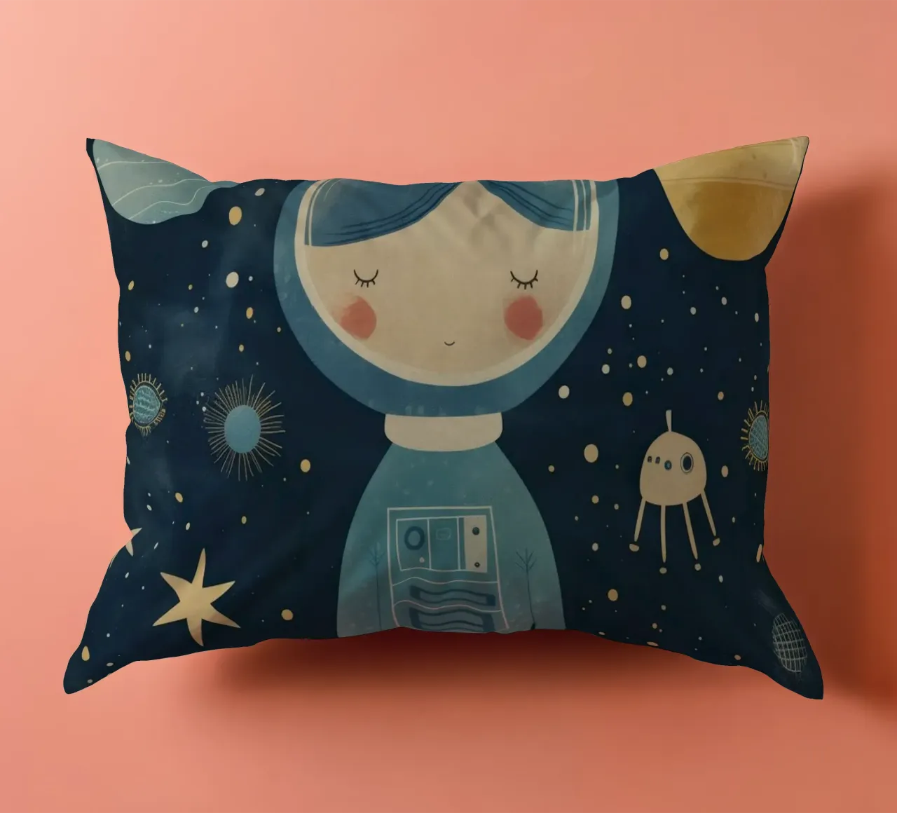 Boho Nursery 15 Astronaut Girl cuscino da Boho Print Collection