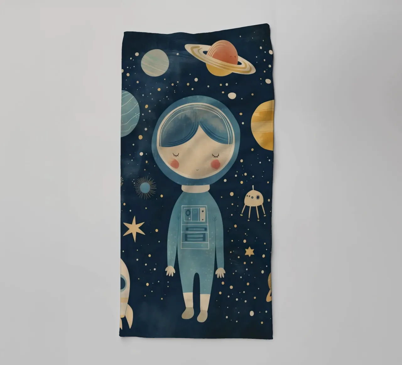 Boho Nursery 15 Astronaut Girl Handtuch von Boho Print Collection