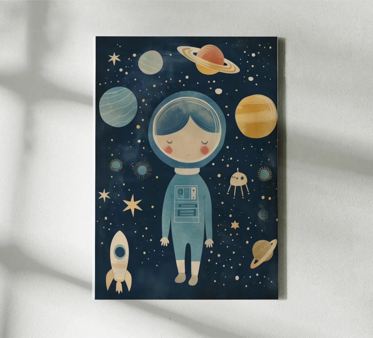 Boho Nursery 15 Astronaut Girl tela con Cornice a cassetta da Boho Print Collection