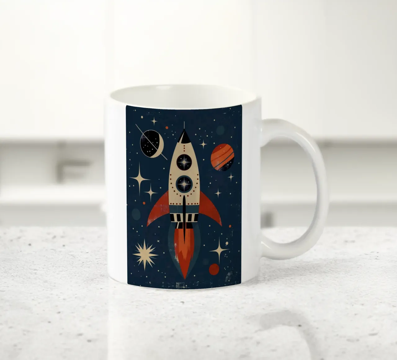 Boho Nursery 15 Rocket Keramik Tasse von Boho Print Collection