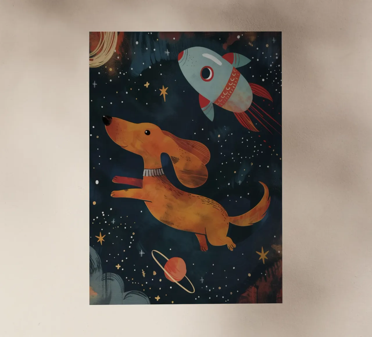 Boho Nursery 15 Space Dog pellicola backlit da Boho Print Collection