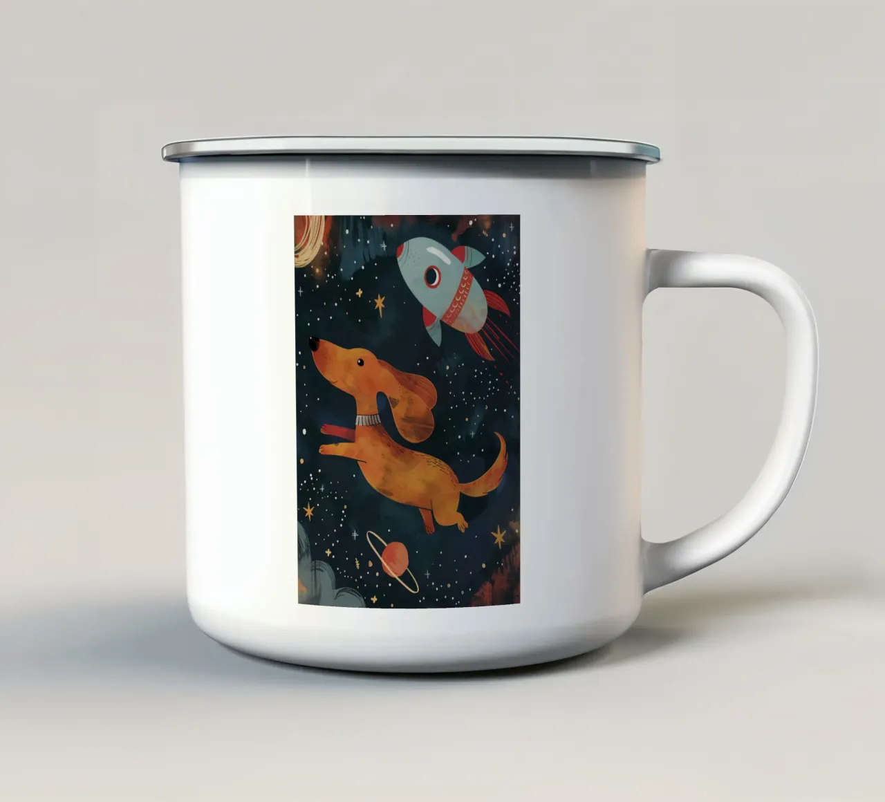 Boho Nursery 15 Space Dog tazza in smalto da Boho Print Collection
