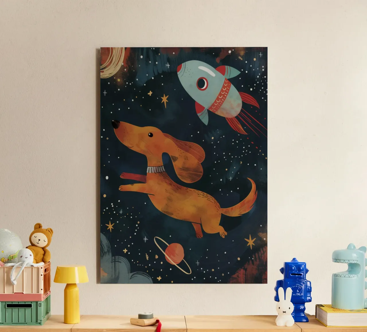 Boho Nursery 15 Space Dog alluminio dibond da Boho Print Collection