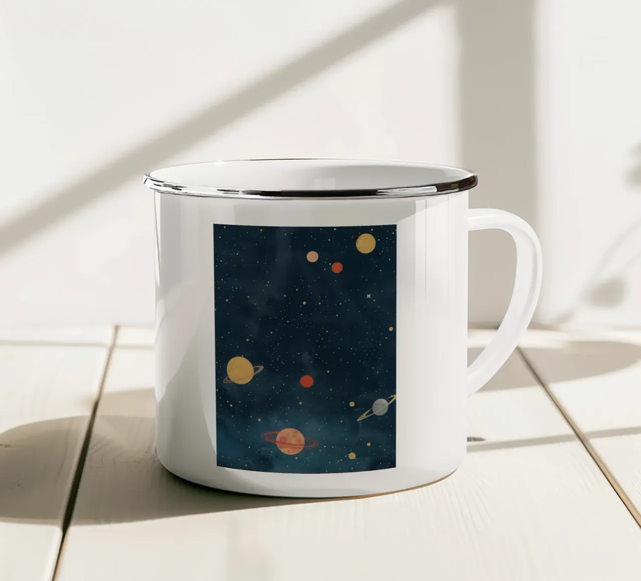Boho Nursery 16 Planets taza de esmalte de Boho Print Collection