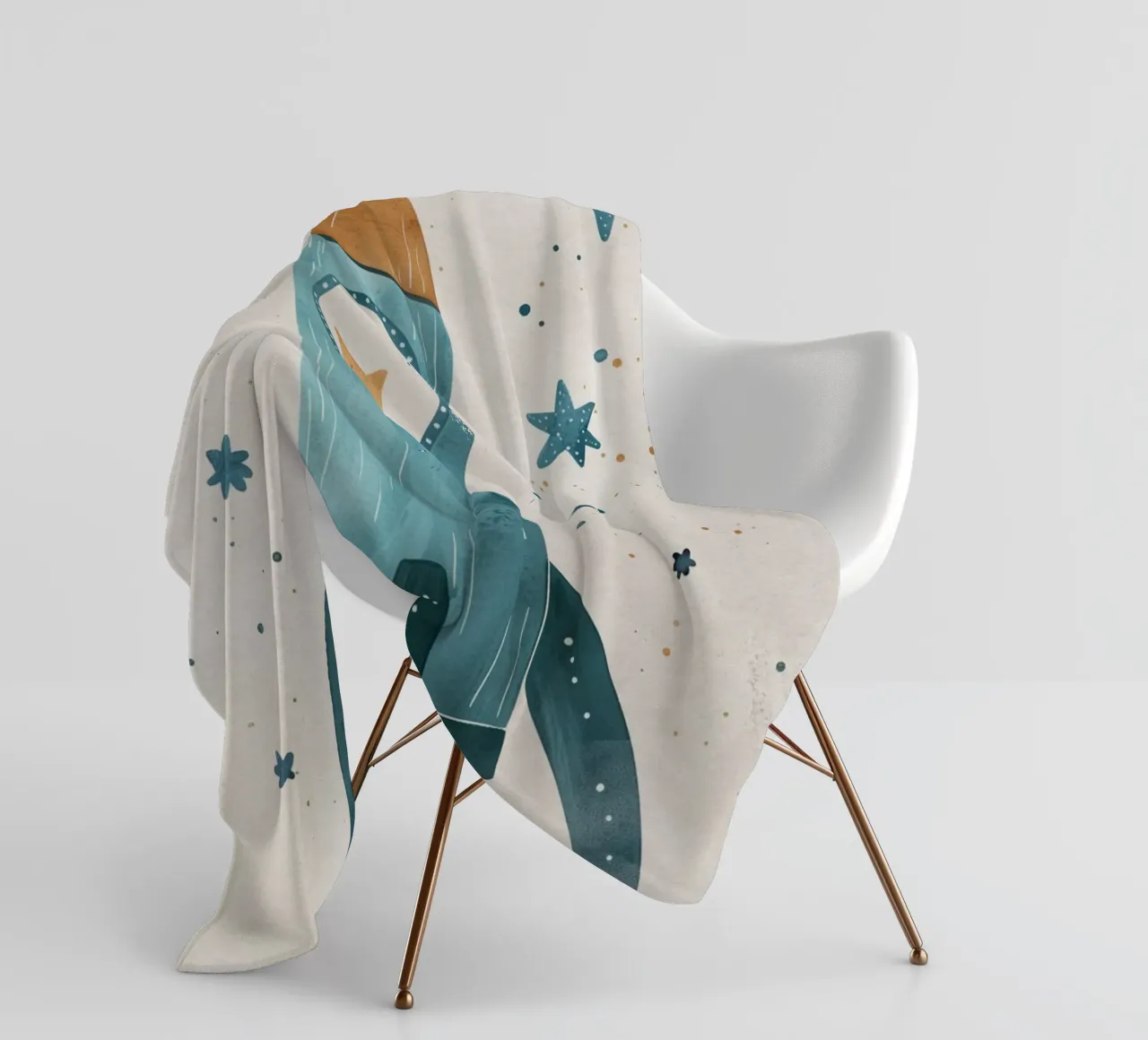 Boho Nursery 16 Space Cat coperta in pile da Boho Print Collection