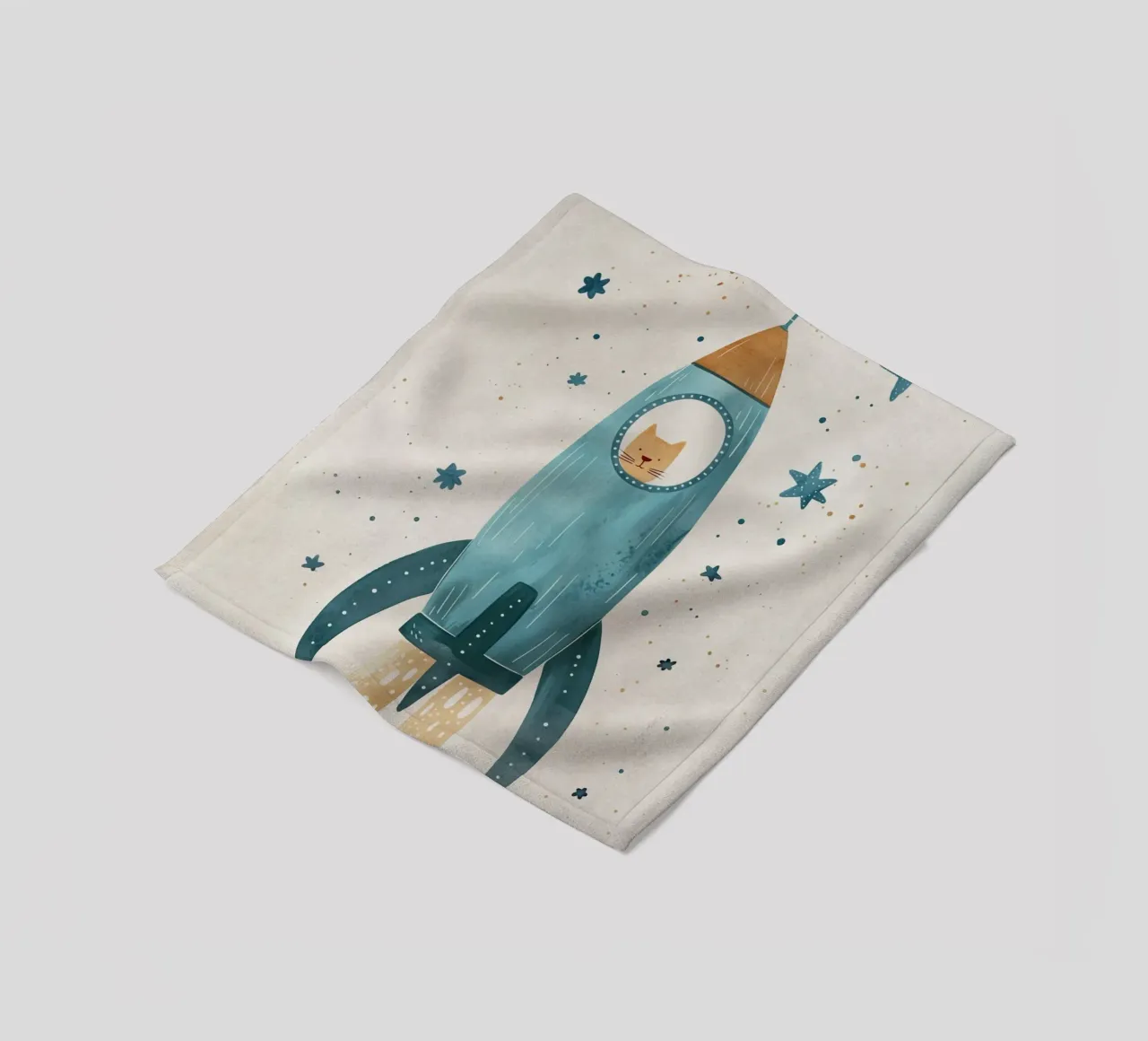 Boho Nursery 16 Space Cat coperta in pile da Boho Print Collection