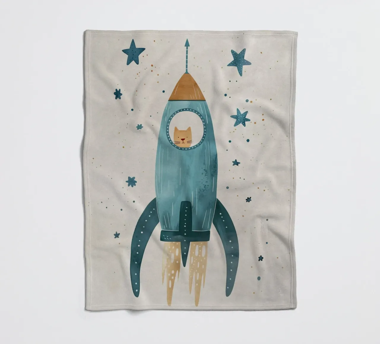 Boho Nursery 16 Space Cat coperta in pile da Boho Print Collection