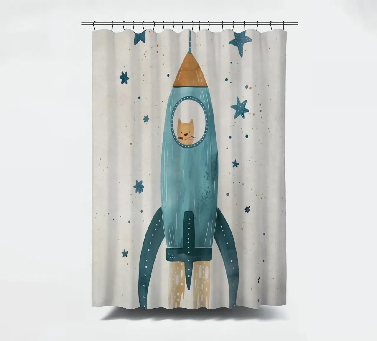 Boho Nursery 16 Space Cat tenda da doccia da Boho Print Collection