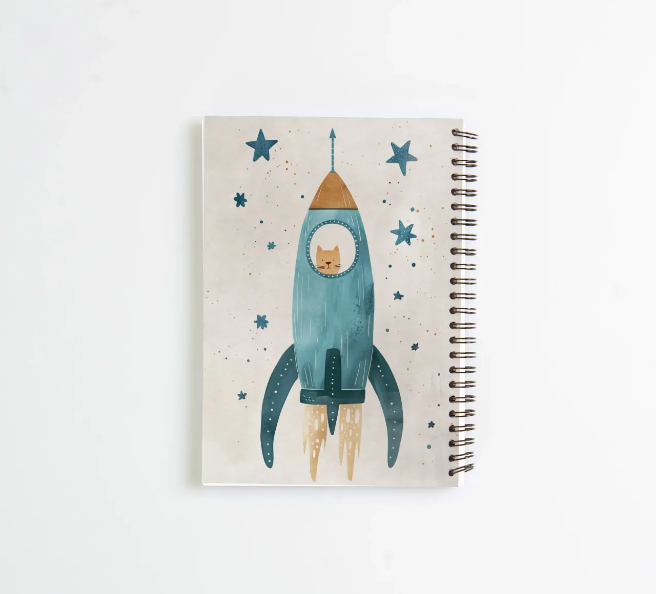 Boho Nursery 16 Space Cat spiral notebook by Boho Print Collection
