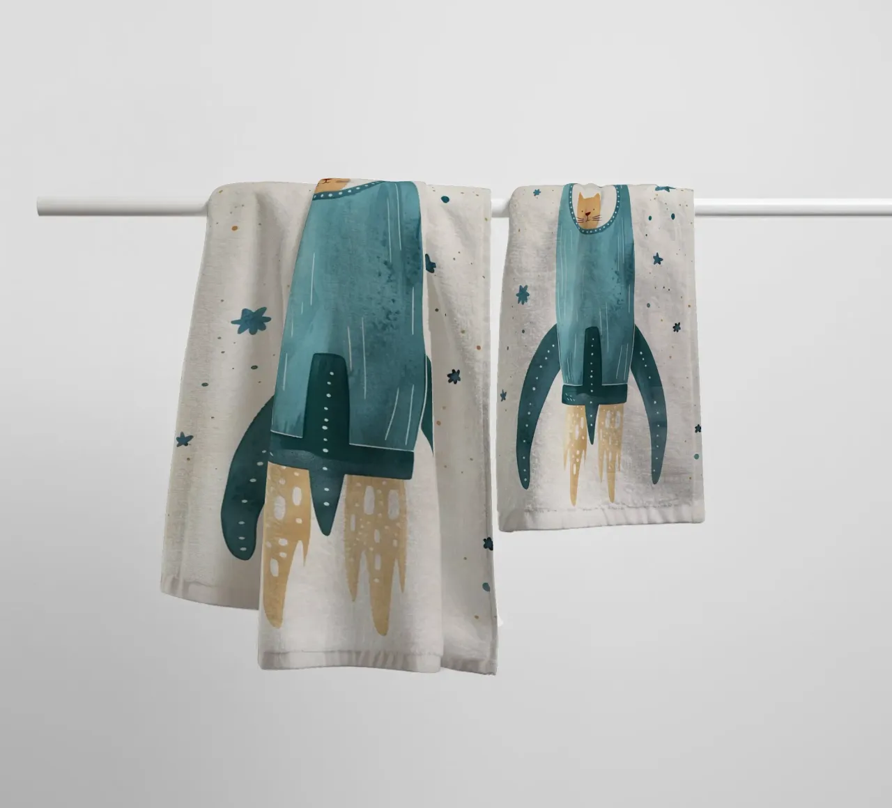 Boho Nursery 16 Space Cat asciugamano da bagno da Boho Print Collection