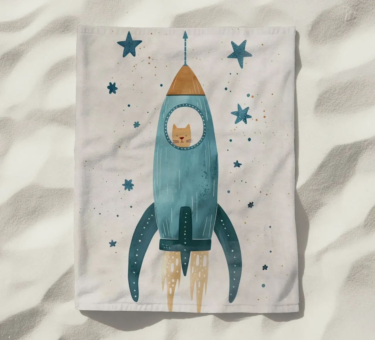 Boho Nursery 16 Space Cat telo mare da Boho Print Collection