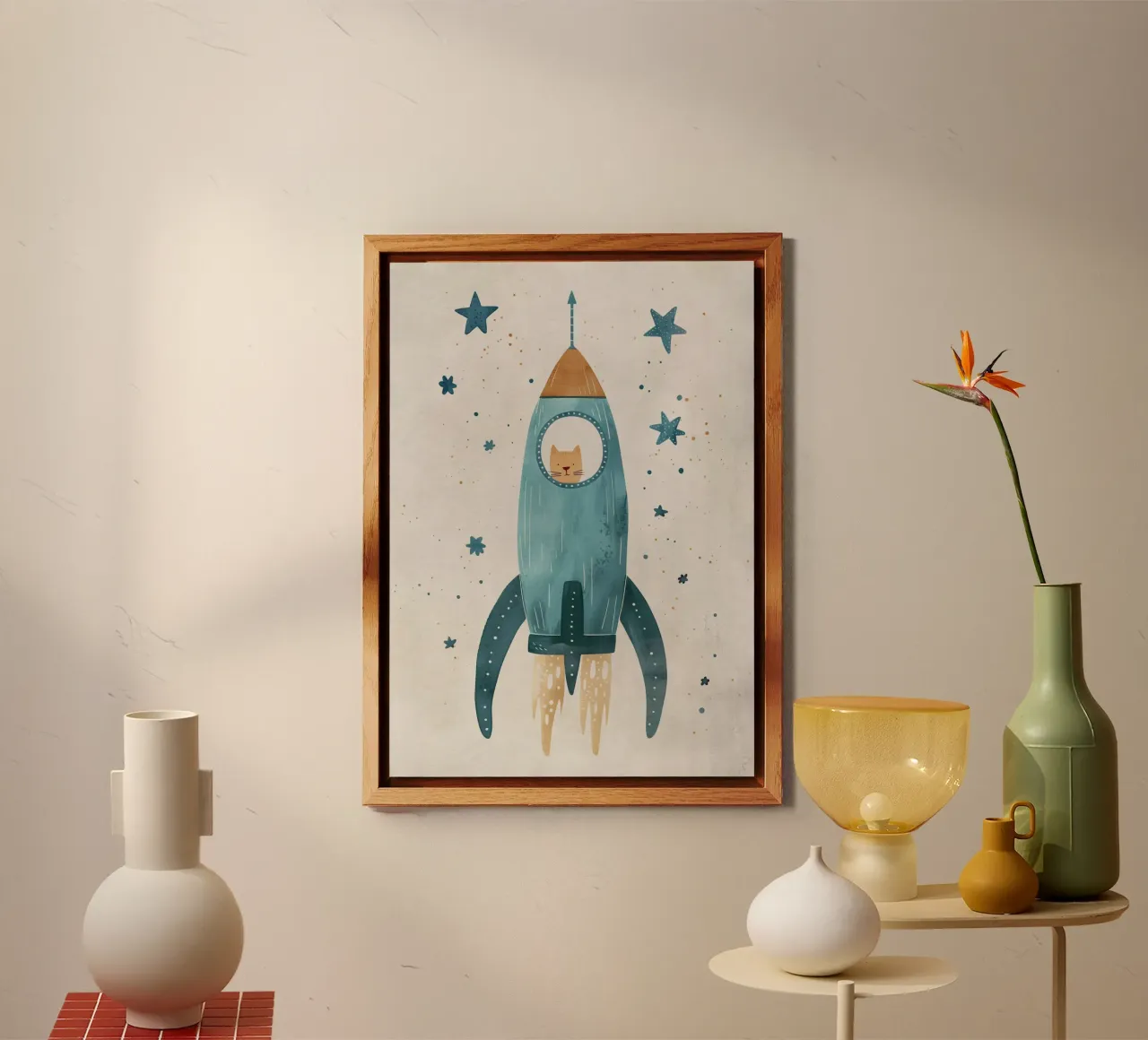 Boho Nursery 16 Space Cat alluminio dibond da Boho Print Collection